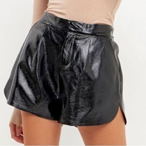 GREY LAB Black Faux Leather Shorts; 2.5” inseam
